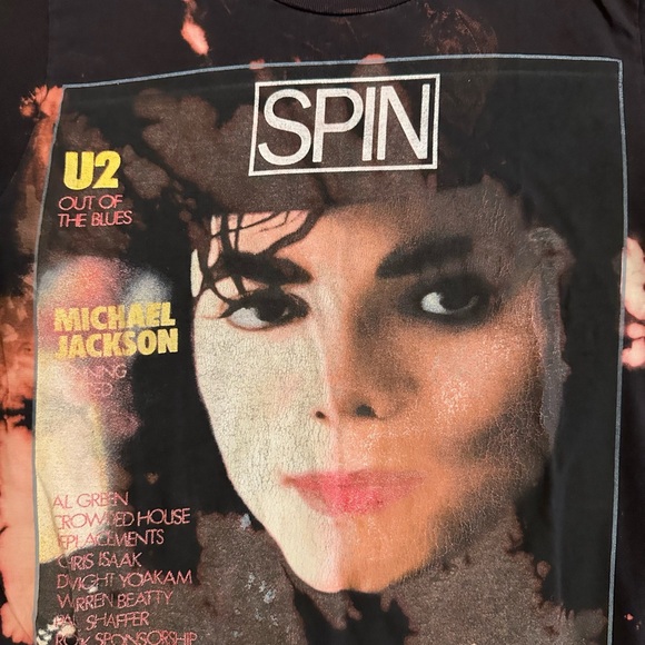 VTG Spin Magazine Michael Jackson Black Tie Dye T-Shirt Mens Small - Picture 2 of 6